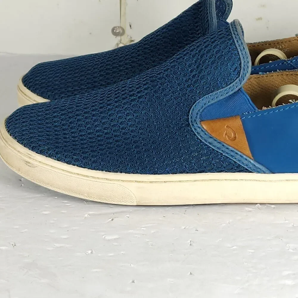 Olukai Women's Pehuea US9,5 Blue Flat Slip On Loafer Sneakers Shoes